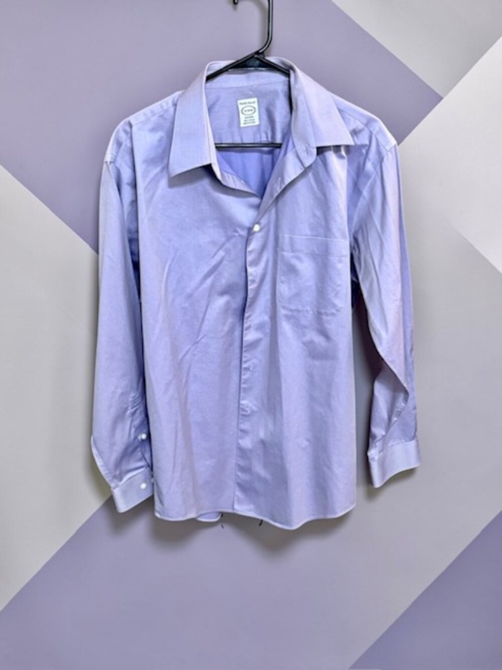 Pronto Uomo Non Iron Men's Large Button Up Purple Dress Shirt